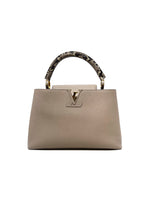 Louis Vuitton Taupe '24 'Capucines' MM Taurillon Leather Ayers-Snakeskin Trim