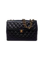 Chanel Black/Gold '97-'99 Caviar Jumbo Single Flap Bag