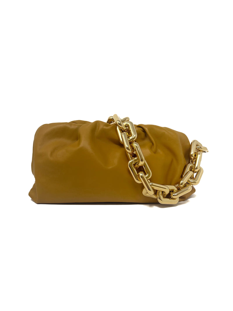 Bottega Veneta Mustard '23 'The Chain Pouch' Leather Shoulder Bag