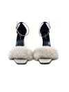 Saint Laurent Size 38 'Bea' Mink & Leather Strap High Heels