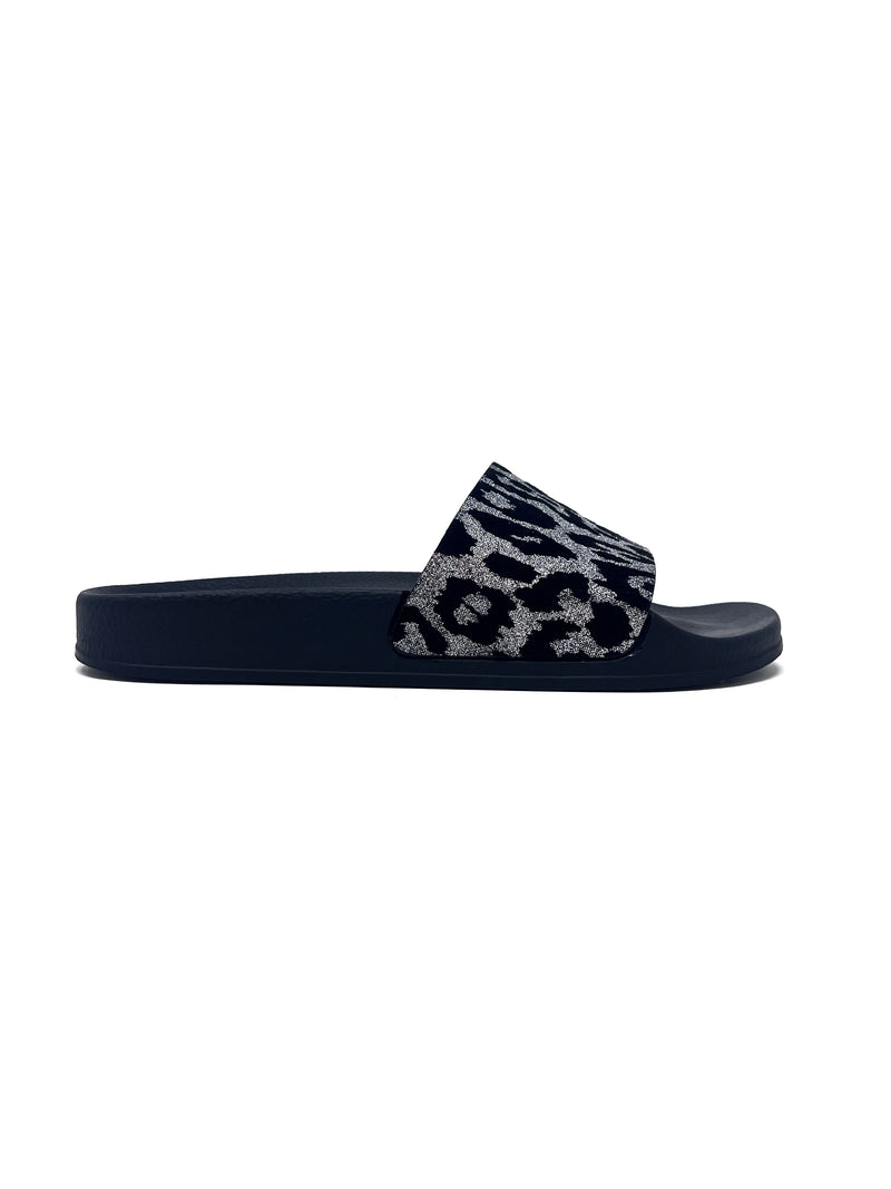 Balmain W Shoe Size 40 'Calypso' Metallic Leopard Lame Slides