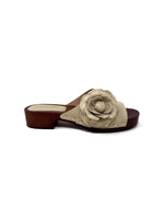 Chanel W Shoe Size 38 Beige '23P Camellia CC Open-Toe Wooden Clog