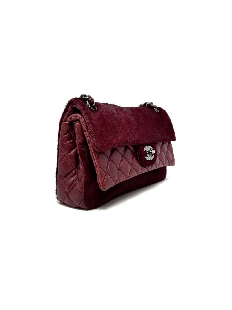 Chanel Wine '05-'06 'Miss Pony' Pony Hair & Aged Calf Leather Double Flap