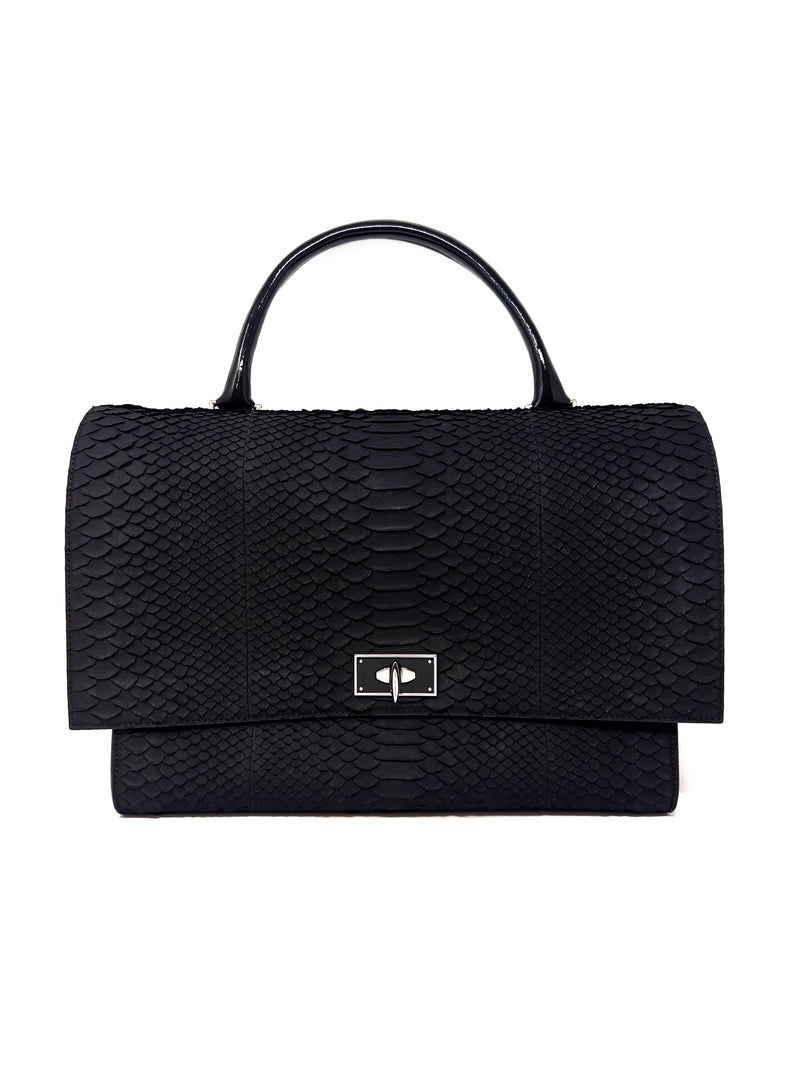 Givenchy Black/Silver 'Shark' MD Python & Patent Bag