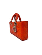 Christian Dior Orange NWB! MD 'Lady D-Joy' Cannage Lambskin Top Handle Bag W/Strap