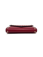 Valentino Red WDB! Rockstud Grained Calfskin Wallet on Chain Crossbody