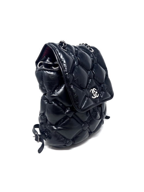 Chanel Black/Silver WDB! '17 'Chesterfield' Calfskin Puffer Quilted Backpack