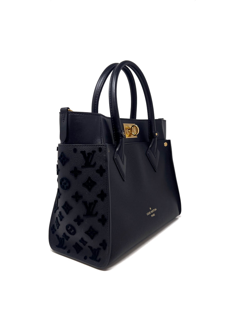 Louis Vuitton Black 'On My Side' MM Monogram Tuft Leather Tote W/Strap