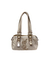 YSL Beige/Gold 'Kahala' Mini Metallic Logo Boston Bag