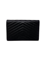 Saint Laurent WDB! Grained Leather Logo Lg Wallet on Chain Crossbody