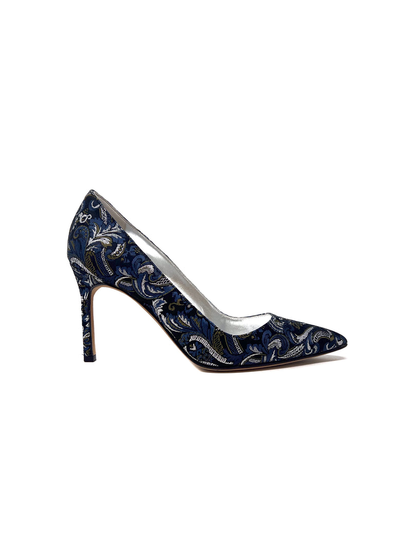 Manolo Blahnik Size 37 'BB 90' Brocade Jacquard Pointed Pump