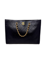 Chanel Black '24 Double Handle Calfskin Stitched CC Logo Tote (Missing Pouch)