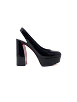 Christian Louboutin Size 37.5 'Movida' Patent Slingback Platform Chunky Heel