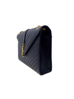 Saint Laurent Navy/Gold WDB! '14 Matelasse Grain de Poudre Leather Chevron Envel