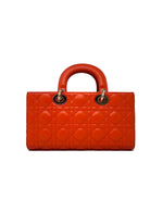 Christian Dior Orange NWB! MD 'Lady D-Joy' Cannage Lambskin Top Handle Bag W/Strap