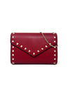 Valentino Red WDB! Rockstud Grained Calfskin Wallet on Chain Crossbody