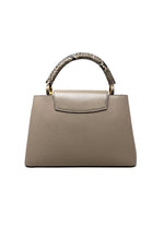 Louis Vuitton Taupe '24 'Capucines' MM Taurillon Leather Ayers-Snakeskin Trim